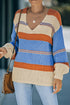 V-Neck Knitted Lantern Sleeve Pullover Sweater